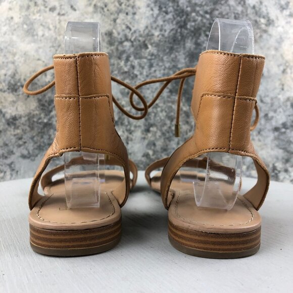 Franco Sarto Women's Size 8.5M Glenys Brown Leather Ankle Tie Flat Sandals - Picture 8 of 16